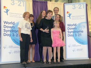 Sandy Wolf receives the Global Down Syndrome Foundation's Community Leadership Award