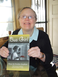 Gretchen Josephson with her book Bus Girl