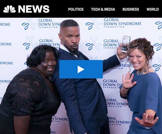 DeOndra Dixon, Jamie Foxx and Michelle Sie Whitten at Global Down Syndrome Foundation's Be Beautiful Be Yourself Fashion Show 2018