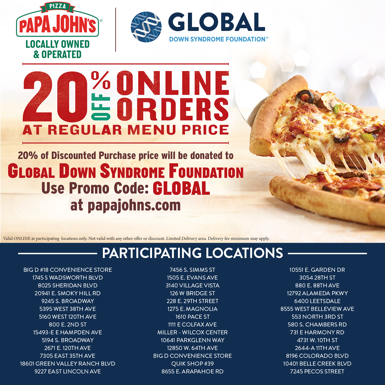 Support Global with Papa John's Pizza